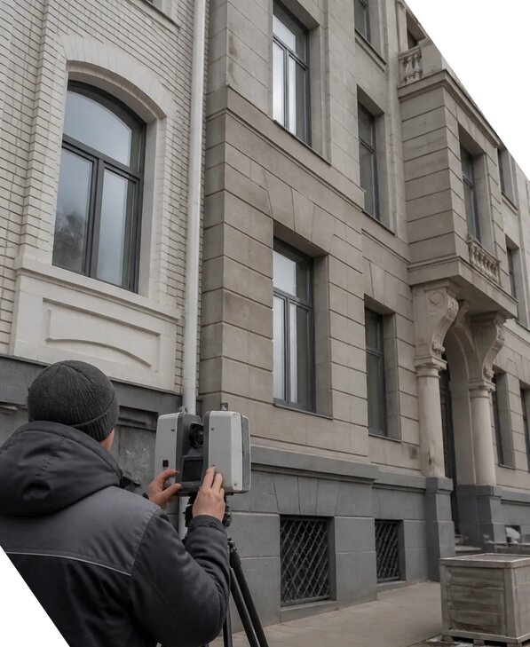 Лазерное сканирование фасадов зданий для обследования в Серпухове